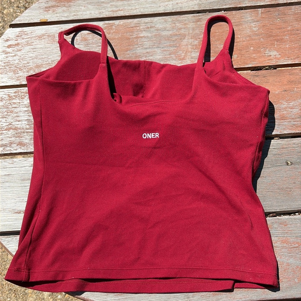 oner strappy red full length soft motion top size L